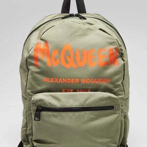 Alexander McQueen Green/Orange Nylon Graffiti Metropolitan Backpack Bag